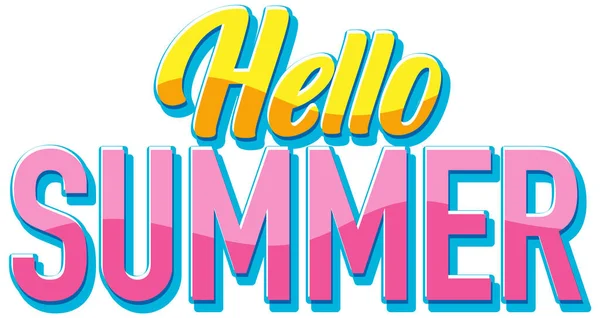 Hello Summer Text Banner Poster Design Illustration — Stock Vector