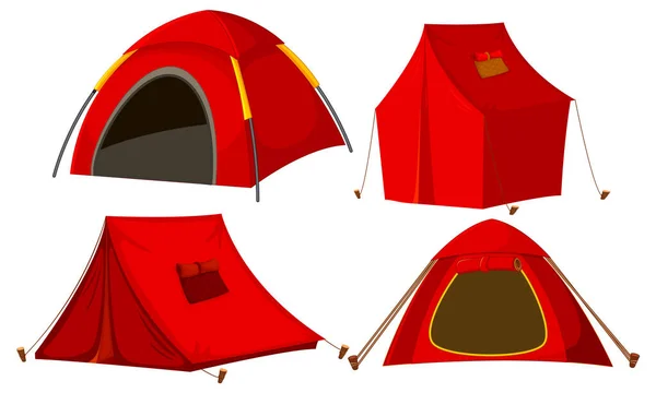 Vector Set Camping Tents Illustration — 스톡 벡터