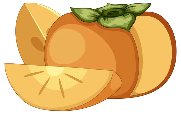 Persimmon Fruit Cartoon Isolated Illustration — Vector de stock