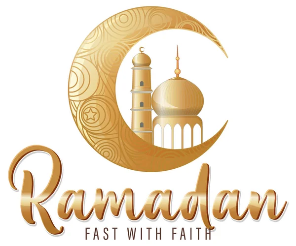 Ramadan Kareem Poster Traditional Islamic Elements Illustration — Stock Vector