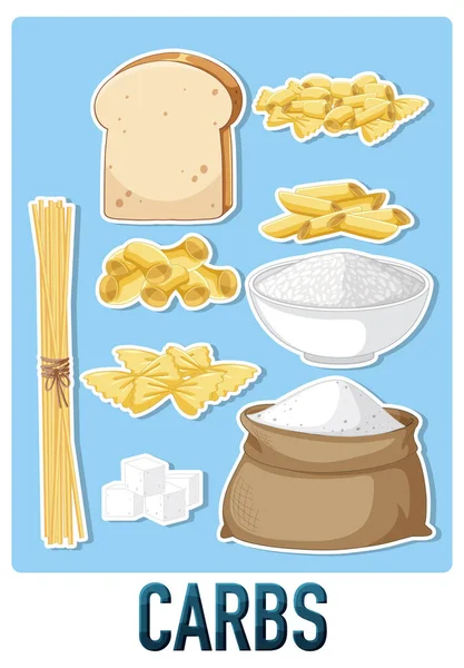 Variety Carbohydrates Foods Illustration — 스톡 벡터