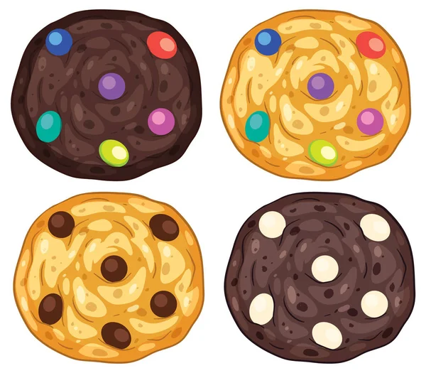Csokoládé Tej Cookie Gyűjtemény Illusztráció — Stock Vector