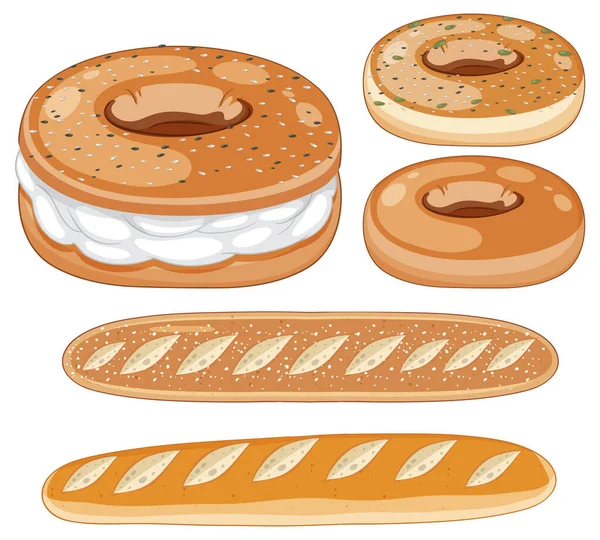 Conjunto Ilustración Dibujos Animados Panadería — Archivo Imágenes Vectoriales