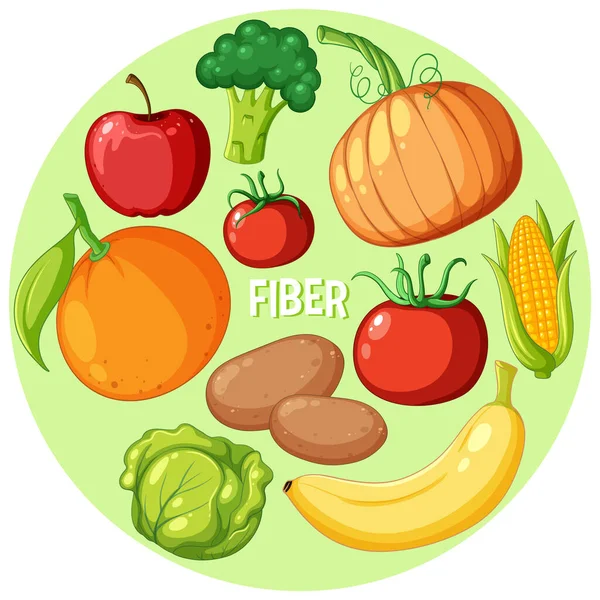 Vegetables Fruits Fiber Foods Group Illustration — 스톡 벡터