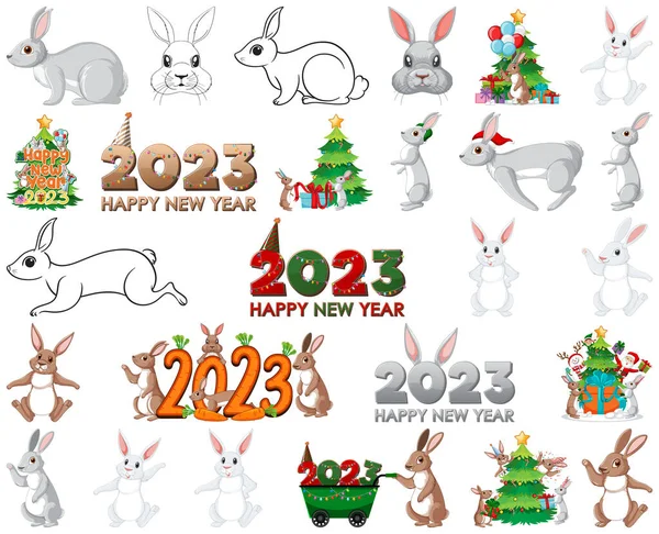 Stock vector Set of 2023 new year element icon illustration