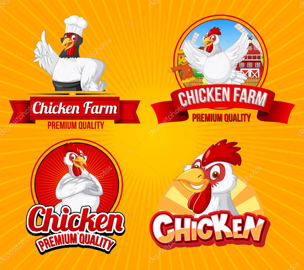 Set of chicken icon and logo illustration