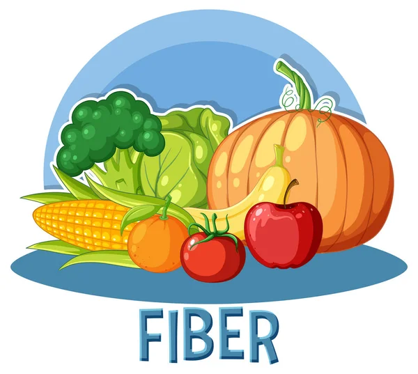 Vegetables Fruits Fiber Foods Group Illustration — Vector de stock