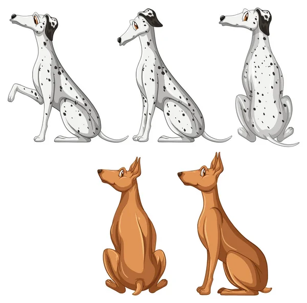 Set Simpatico Cane Cartone Animato Illustrazione — Vettoriale Stock