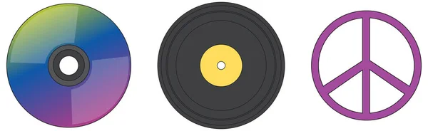 Gravação Fonográfica Ilustração Conjunto Discos Vinil —  Vetores de Stock