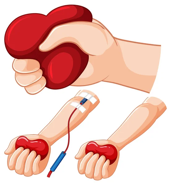 寄付のイラストのための血液アイコンと人間の手 — ストックベクタ