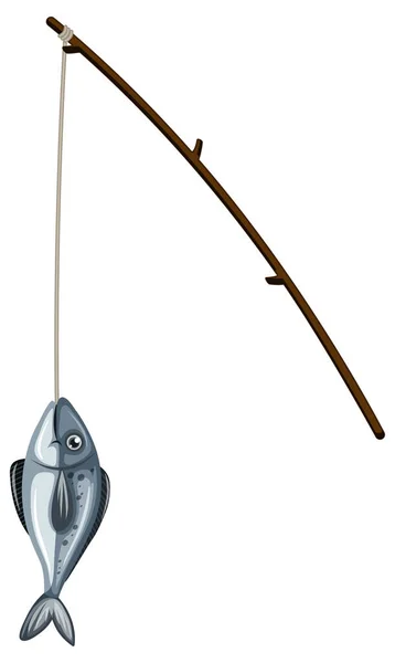 Isolierte Angelrute Und Fisch Illustration — Stockvektor
