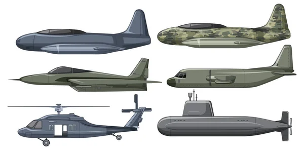 Reeks Illustraties Van Militaire Vliegtuigen — Stockvector