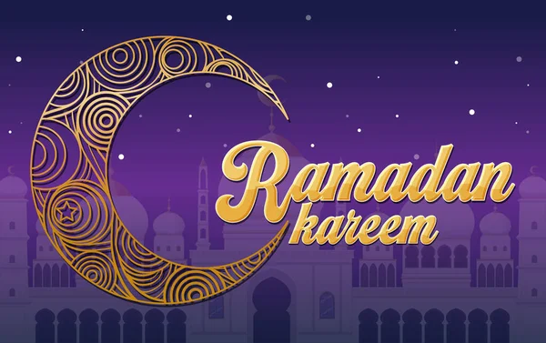 Banner Ramadan Kareem Con Illustrazione Luna — Vettoriale Stock