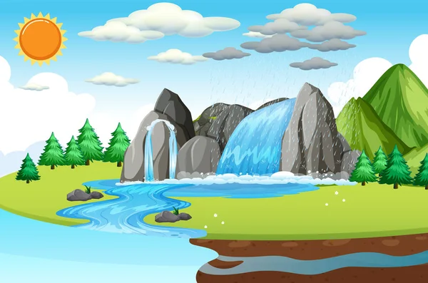 Water Cycle Earth Concept Illustration — Vettoriale Stock