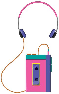 Personal stereo cassette player isolated illustration