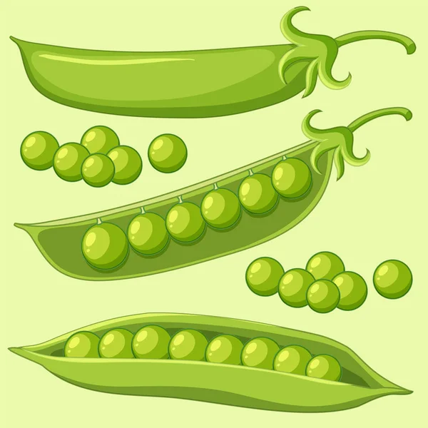 Green Peas Green Background Illustration — Stock Vector