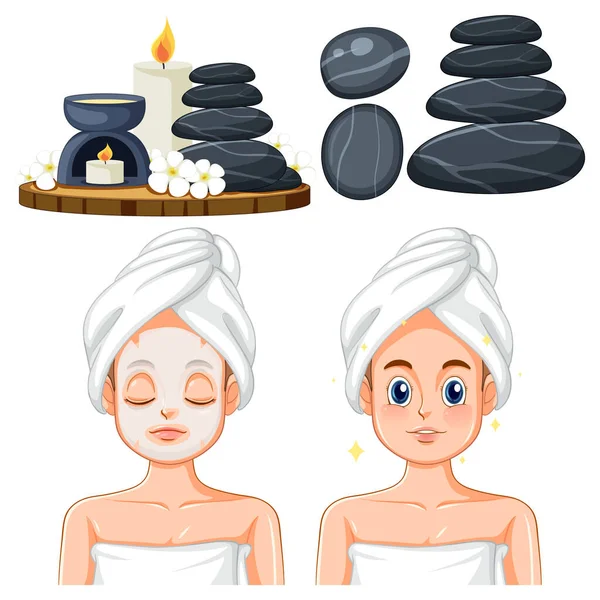 Spa Sauna Self Care Elements Verzameling Illustratie — Stockvector