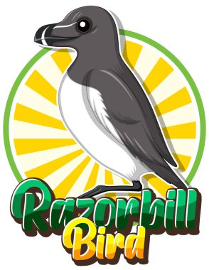 Karton karakter illüstrasyonlu Razorbill kuş logosu