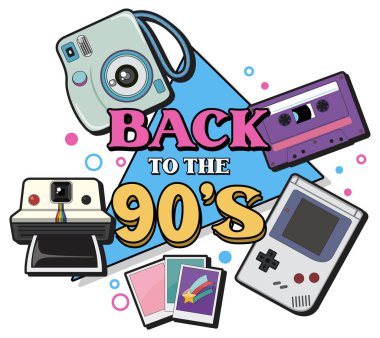 Back to the 90s banner template illustration