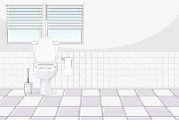 Minimalistische Weiße Badezimmer Szene Illustration — Stockvektor