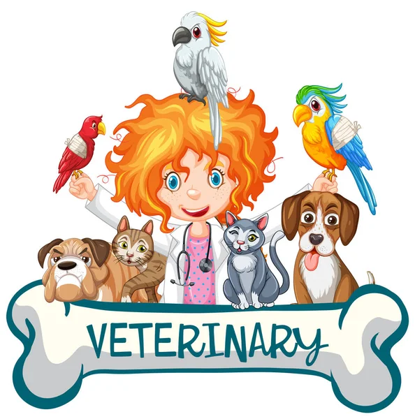 Φιλικό Κτηνίατρος Pet Ζώων Vector Εικονογράφηση — Διανυσματικό Αρχείο