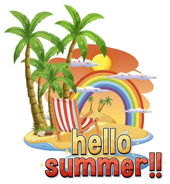 Hello Summer Logo Template Illustration — 图库矢量图片