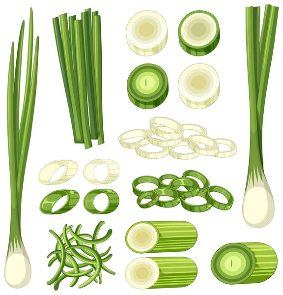 Cartoon Spring Onion Isolated Illustration — Vettoriale Stock