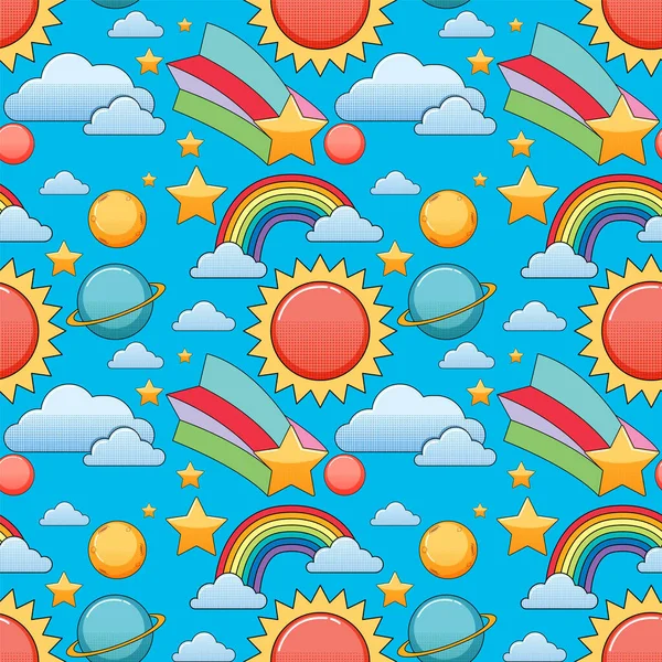 Rainbow Sun Seamless Background Illustration — Stock Vector