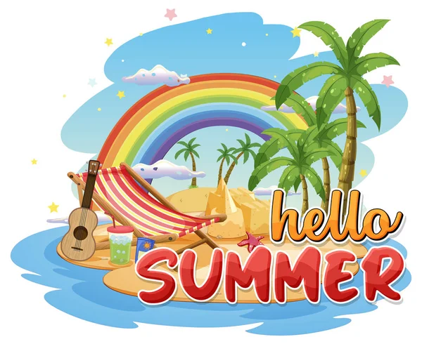 Hello Summer Logo Template Illustration — ストックベクタ