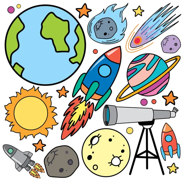 Astronomy Objects Icons Vector Set Illustration — Stock Vector