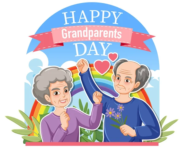 Happy Grandparent Day Banner Illustration — Stock Vector