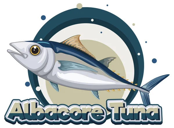 Albacore Tuna Logo Carton Character Illustration — Stock Vector