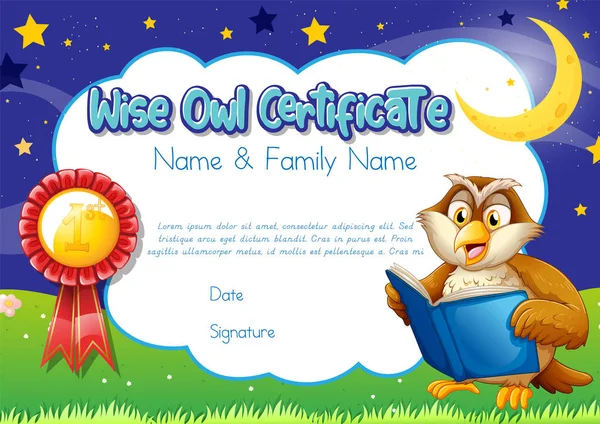 Certificado Para Crianças Modelo Com Design Personalizável Com Ilustrações Fontes —  Vetores de Stock