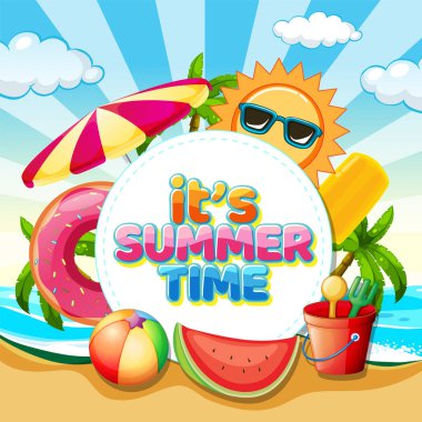 Its summer time banner template illustration