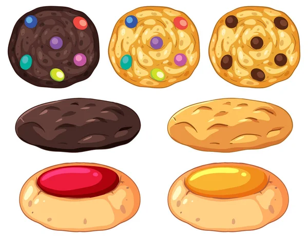 Conjunto Ilustrações Desenhos Animados Biscoitos — Vetor de Stock