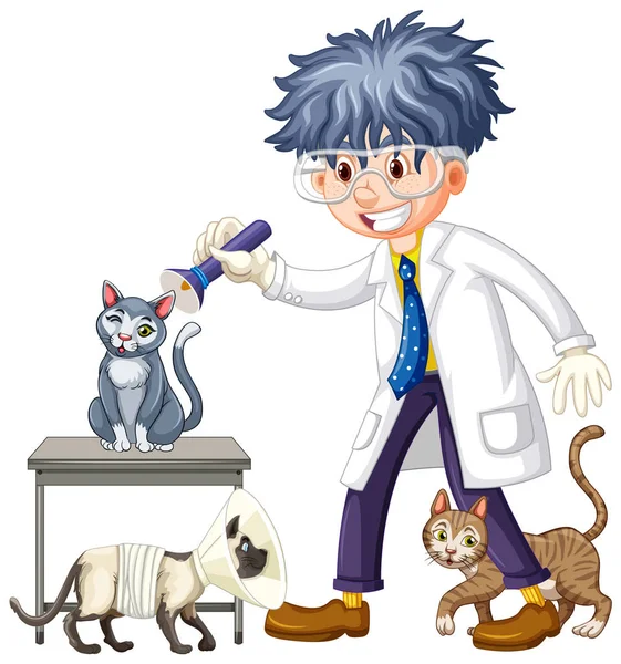 Veterinário Amigável Com Ilustração Pet Animal Vector —  Vetores de Stock