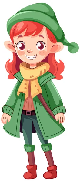 Menina Roupa Inverno Desenhos Animados Personagem Ilustração —  Vetores de Stock