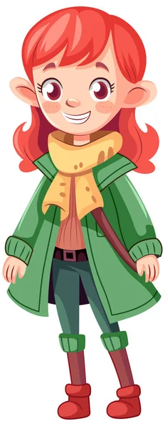 Menina Roupa Inverno Desenhos Animados Personagem Ilustração — Vetor de Stock