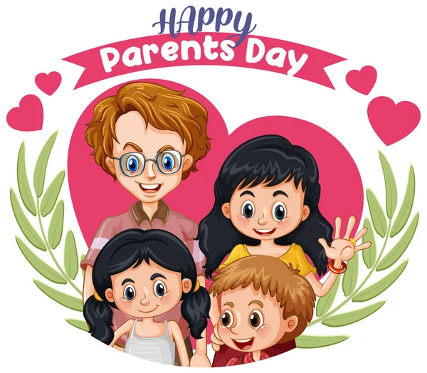 Illustration Bannière Fête Des Parents Heureux — Image vectorielle