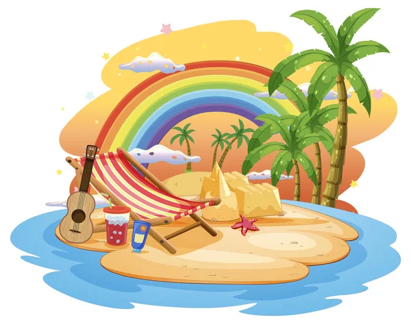Summer Beach Scene Template Illustration — Stockvektor