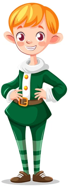 Elf Cartoon Christmas Character Illustration — Stock Vector