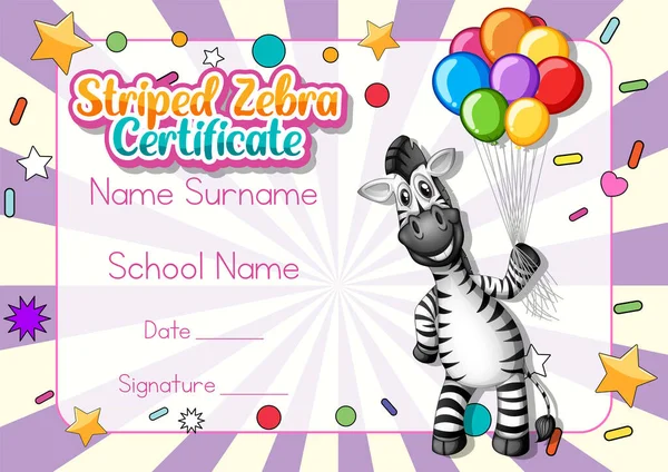 Certificado Para Crianças Modelo Com Design Personalizável Com Ilustrações Fontes — Vetor de Stock