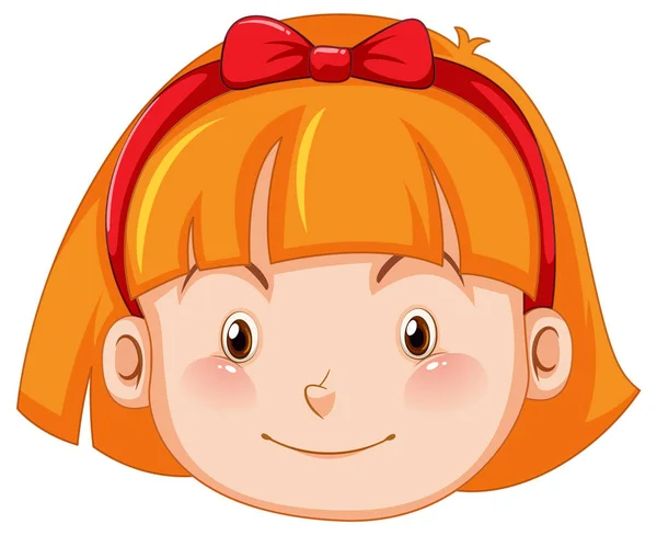 Cute Girl Face Cartoon Illustration — Stock Vector