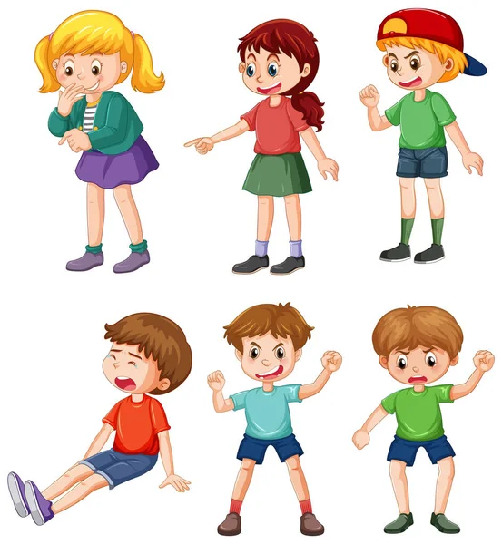 Set Bambini Cartone Animato Personaggio Illustrazione — Vettoriale Stock