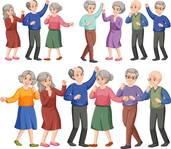 Set Older Adults Characters Illustration — Stock Vector