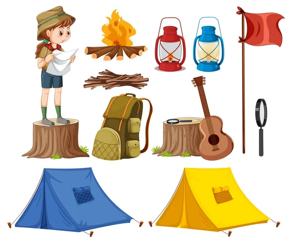 Ensemble Vectoriel Tentes Camping Illustration — Image vectorielle