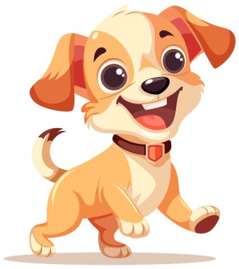Beyaz Arkaplanda Neşeli Tatlı Köpek çizimi