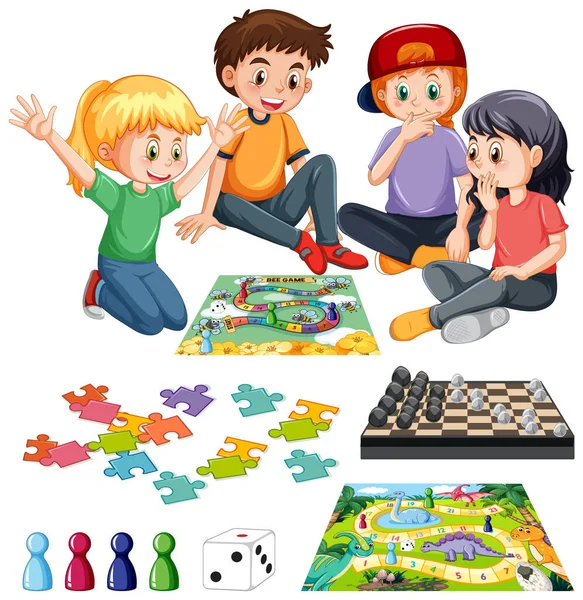 Σύνολο Των Παιδιών Και Επιτραπέζιων Παιχνιδιών Εικονογράφηση — Διανυσματικό Αρχείο