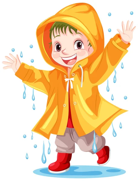 Щасливий Хлопчик Ілюстрації Дощовика — стоковий вектор