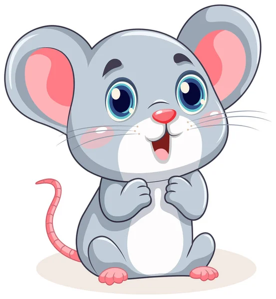 Cute Little Mouse Dużymi Uszami Ilustracja Postaci Kreskówek — Wektor stockowy